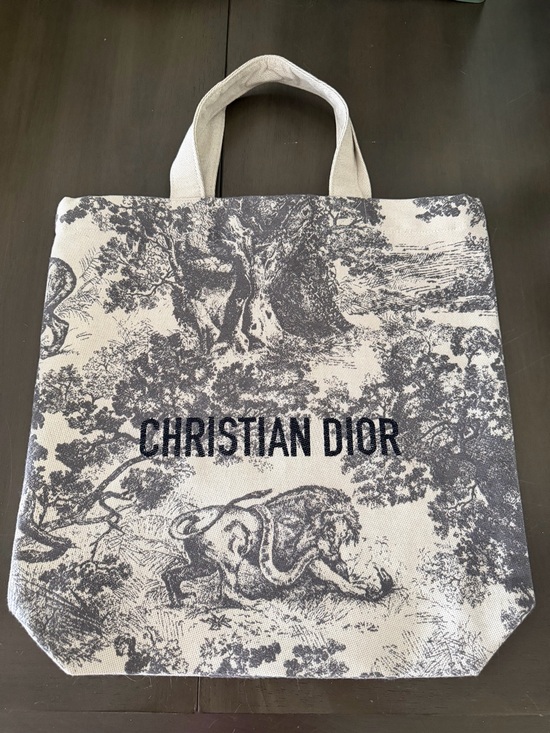 Dior Accessories - Christian Dior Grey Embroidered Logo Tote Shopping Bag